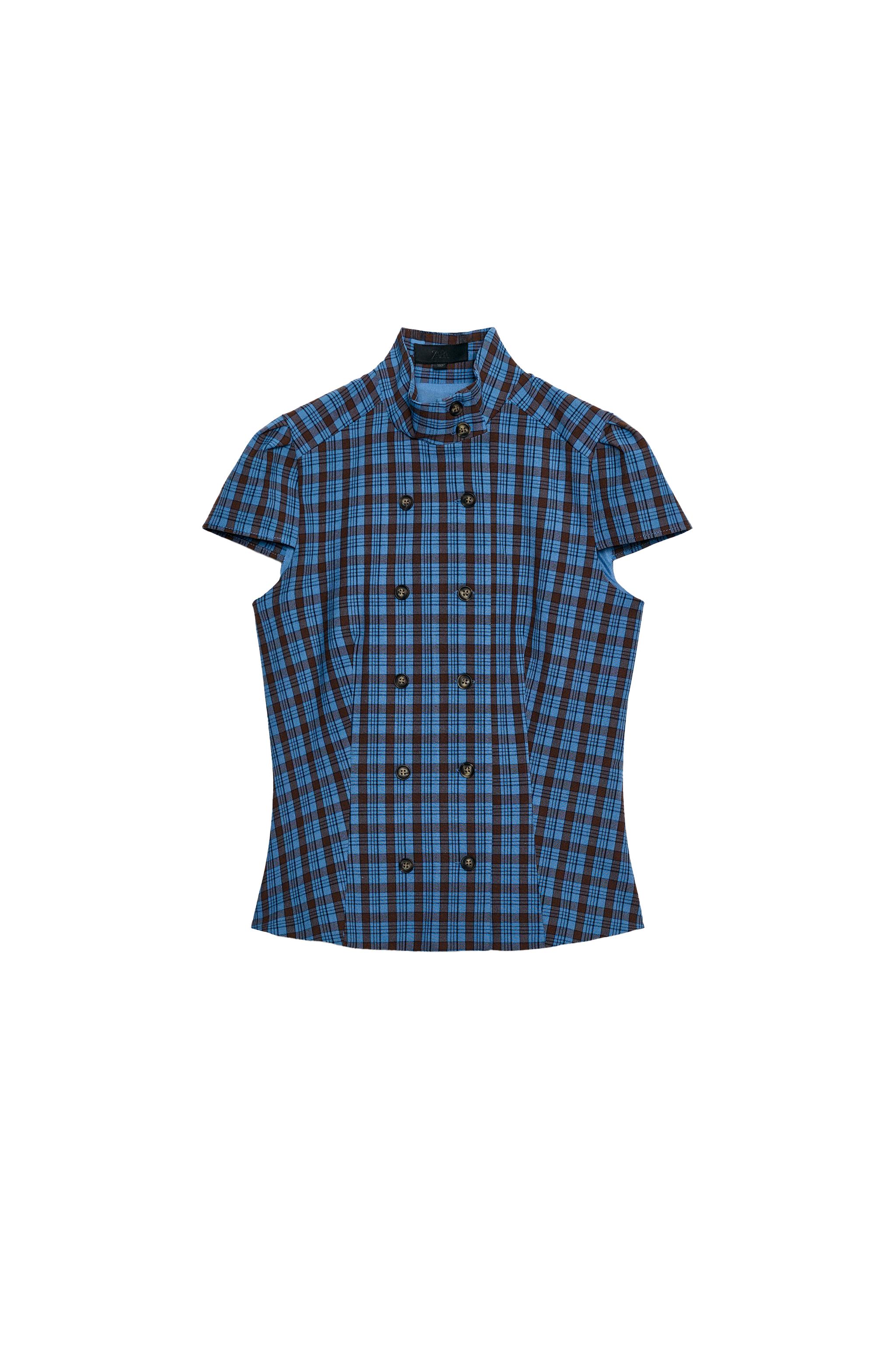 TOP CUELLO SUBIDO CUADROS