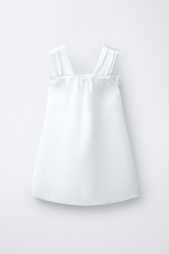 white satin dress zara EFFECT BOW - girl dinner ❤️‍🔥 , Lace/