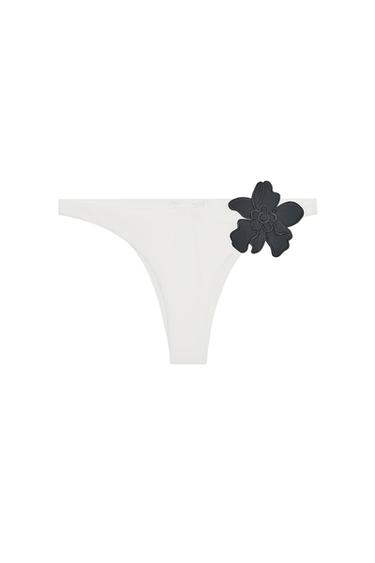 Zara FLORAL BIKINI BOTTOMS - Ecru