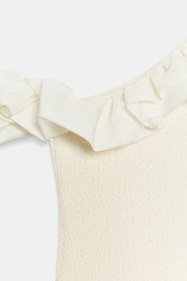 ASYMMETRIC BOUCLÉ TOP - Ecru by Zara - Image 8