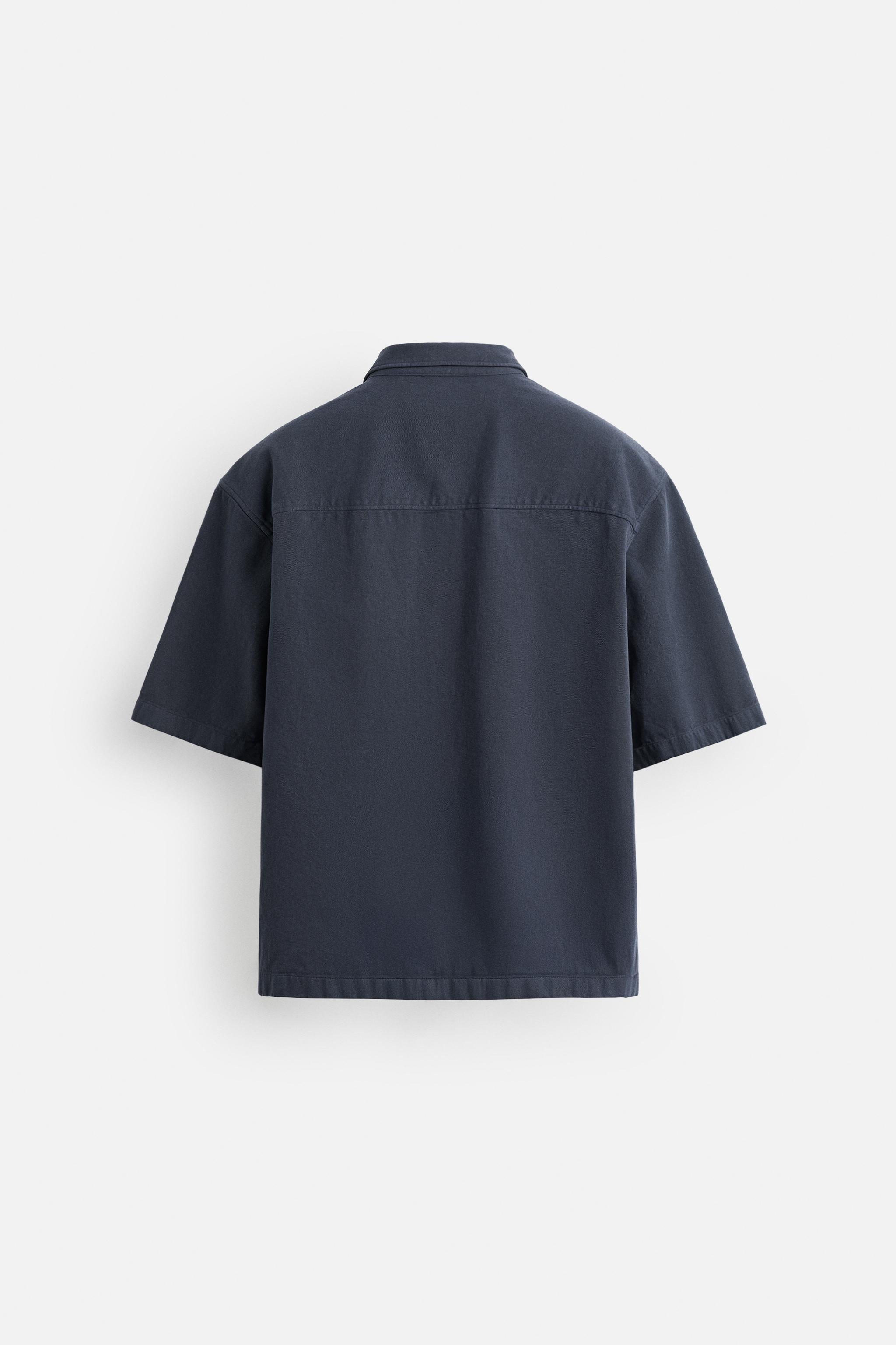 EMBROIDERED TEXTURED OVERSHIRT - Ink blue | ZARA United States