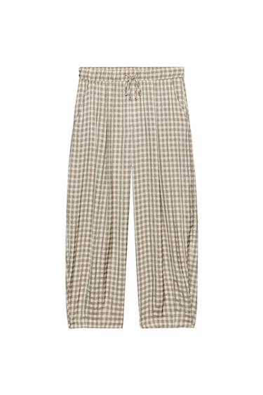 PANTALON FLUIDE À CARREAUX ZW COLLECTION - Écru de Zara