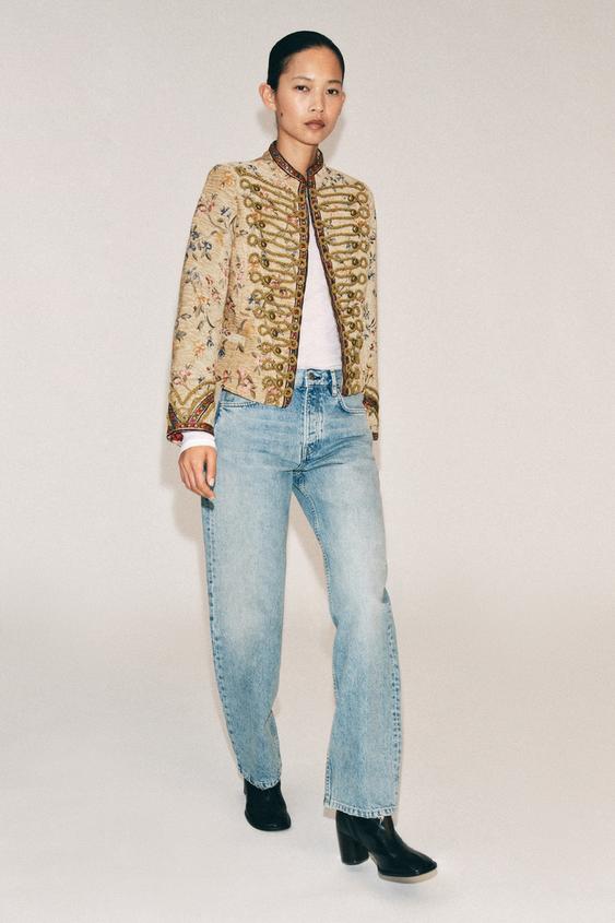Zara EMBROIDERED FROG FASTENING JACKET ZW COLLECTION - Multicolored - Image 0