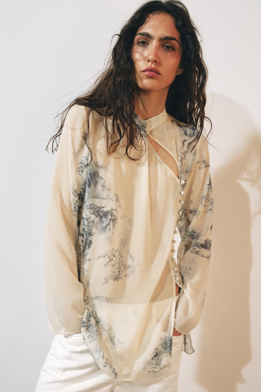 ZW COLLECTION PRINTED BLOUSE WITH BUTTONS