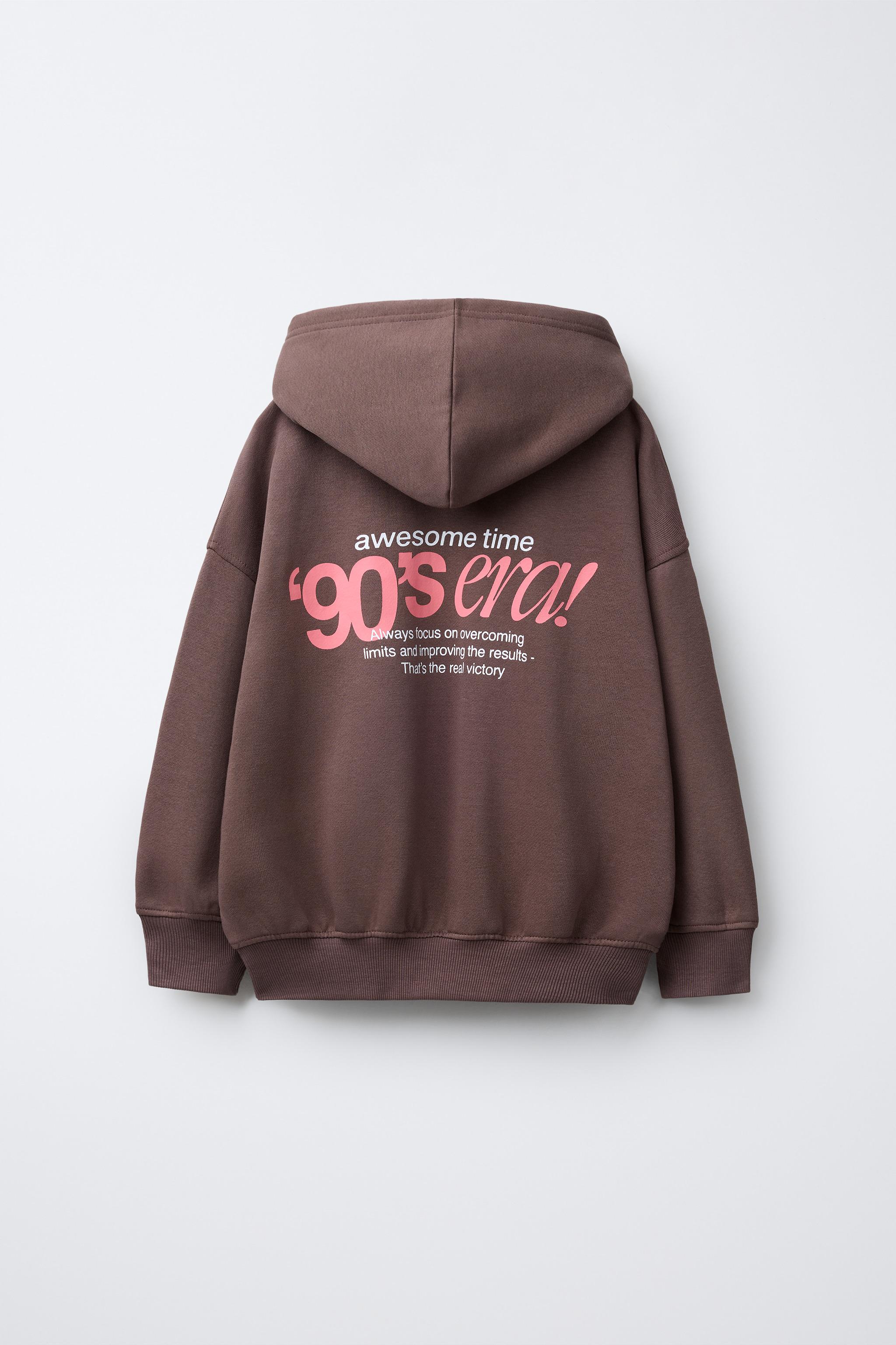 HOODIE SWEATSHIRT WITH TEXT - Dark pink | ZARA United States