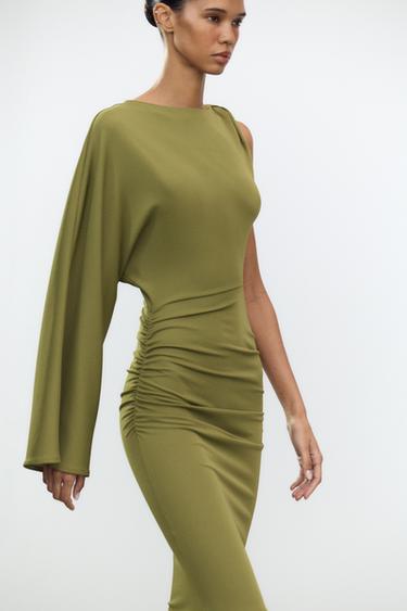 ROBE MI-LONGUE AJOURÉE - Vert de Zara - Image 3