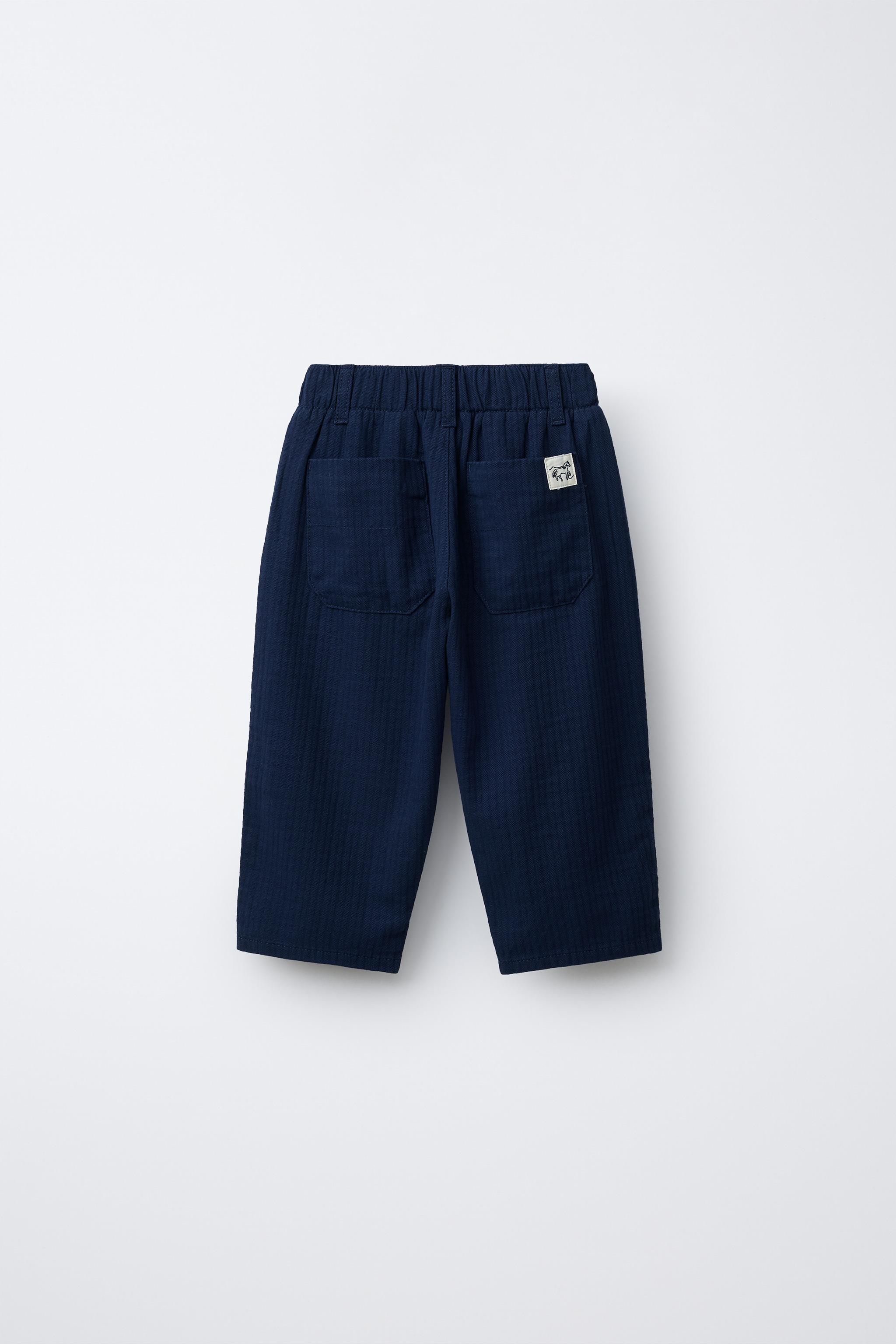 ZARA　テクスチャー入り生地ブラウス　Lサイズ　ネイビーブルー ZARA - ZARA テクスチャー入り生地ブラウス Lサイズ ネイビーブルーの