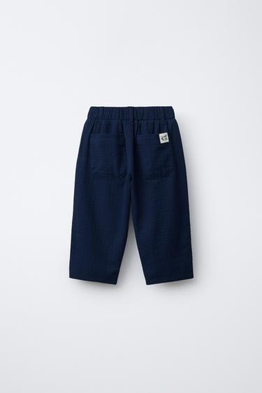 TEXTURED TROUSERS WITH LABEL - Navy blue by Zara - Image 1