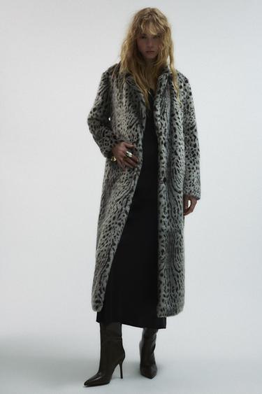 ANIMAL PRINT FAUX FUR COAT - Leopard / Grey by Zara - Image 0