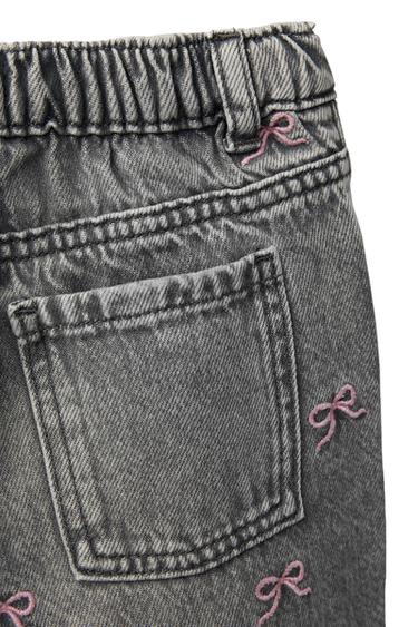 EMBROIDERED BOW CULOTTES JEANS - Grey by Zara