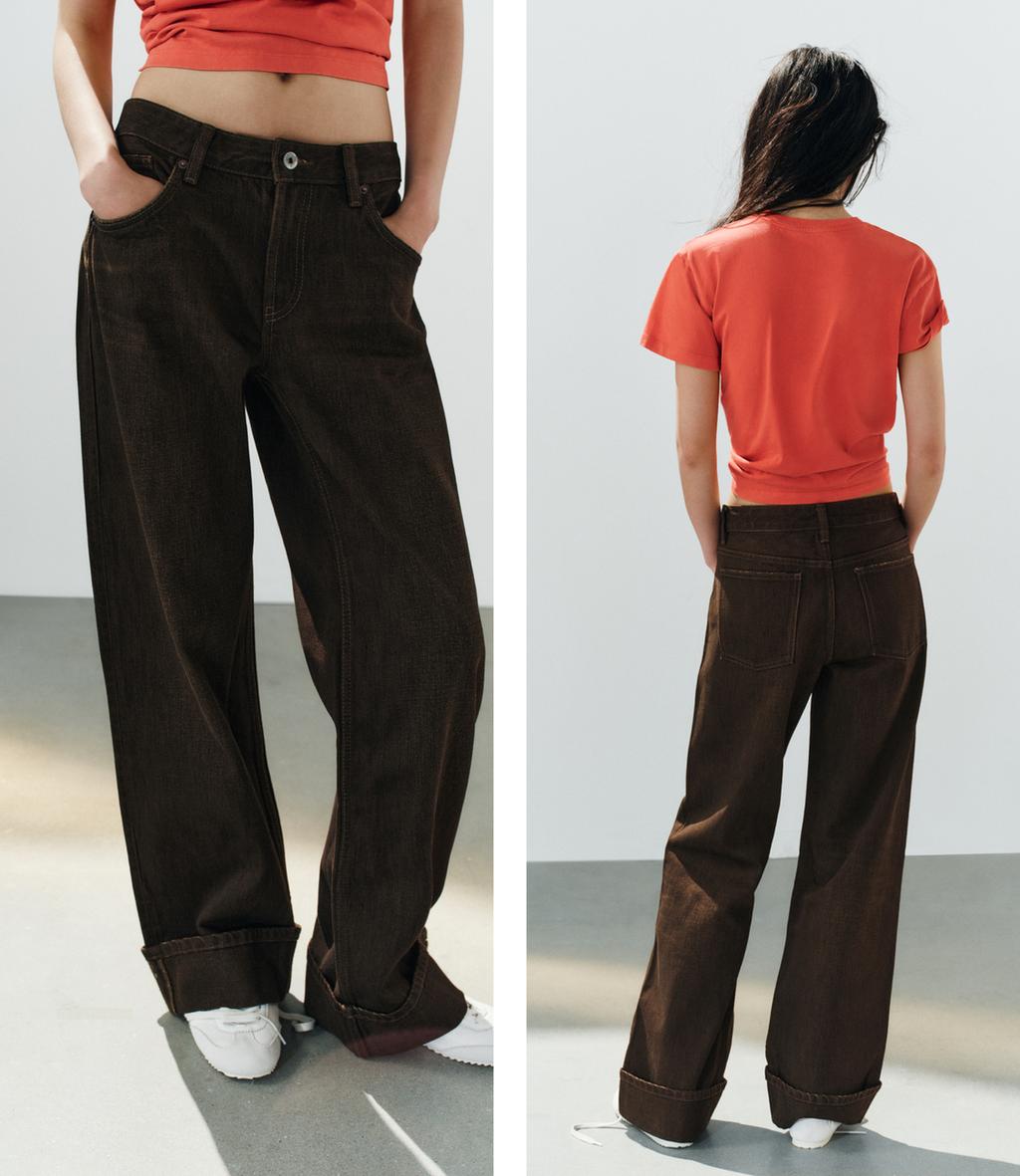 Trf Low-Rise Folded Denim Jeans