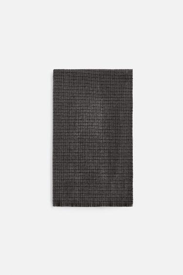 JACQUARD SCARF WITH GEOMETRIC DESIGN - Black / Brown by Zara - Image 0