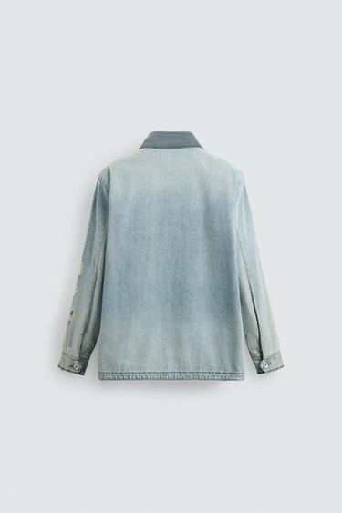 SURCHEMISE EN DENIM DÉLAVÉ EFFET VINTAGE - Bleu clair de Zara - Image 7