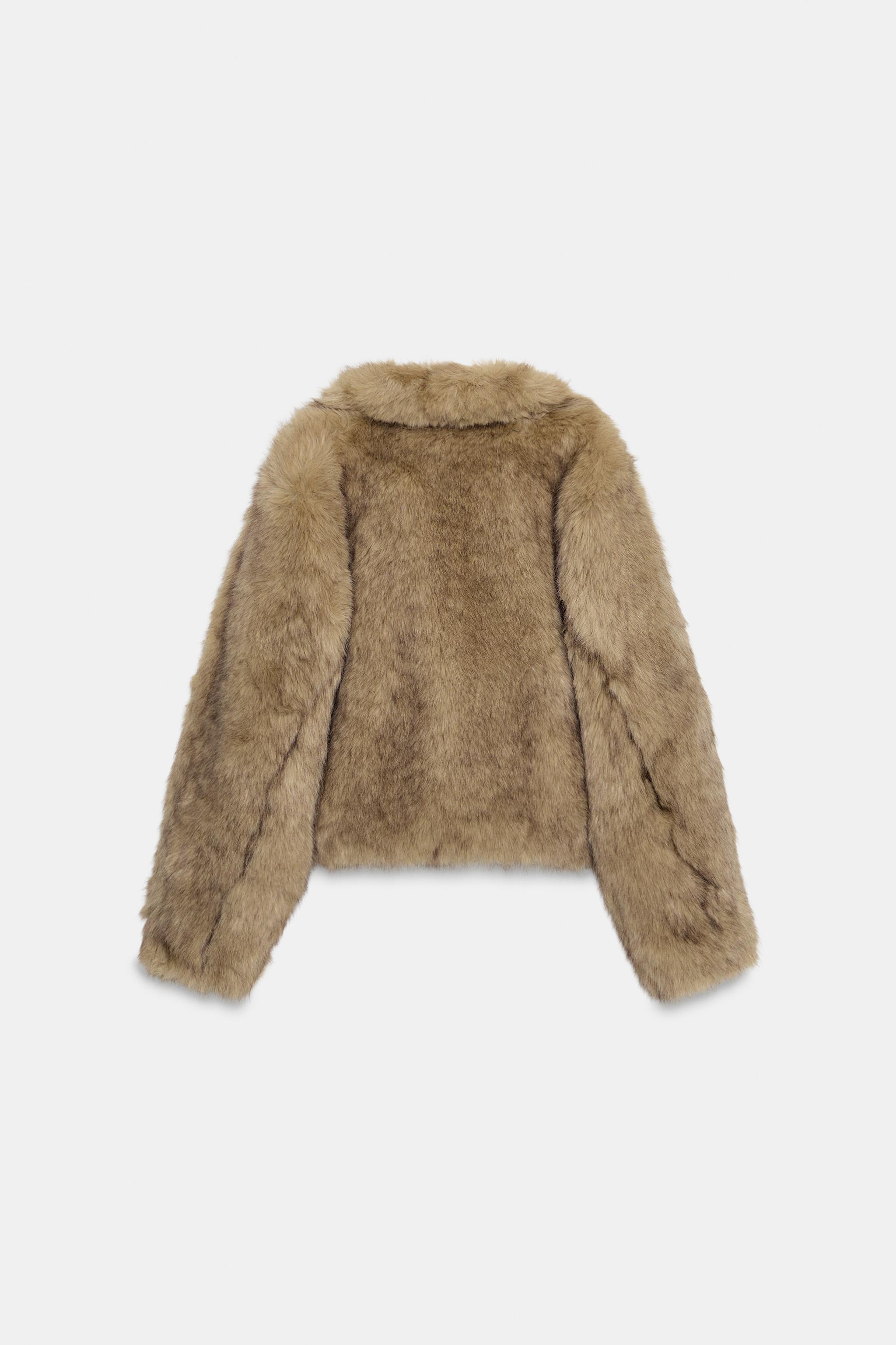 FAUX FUR SHORT COAT - Light beige | ZARA Canada