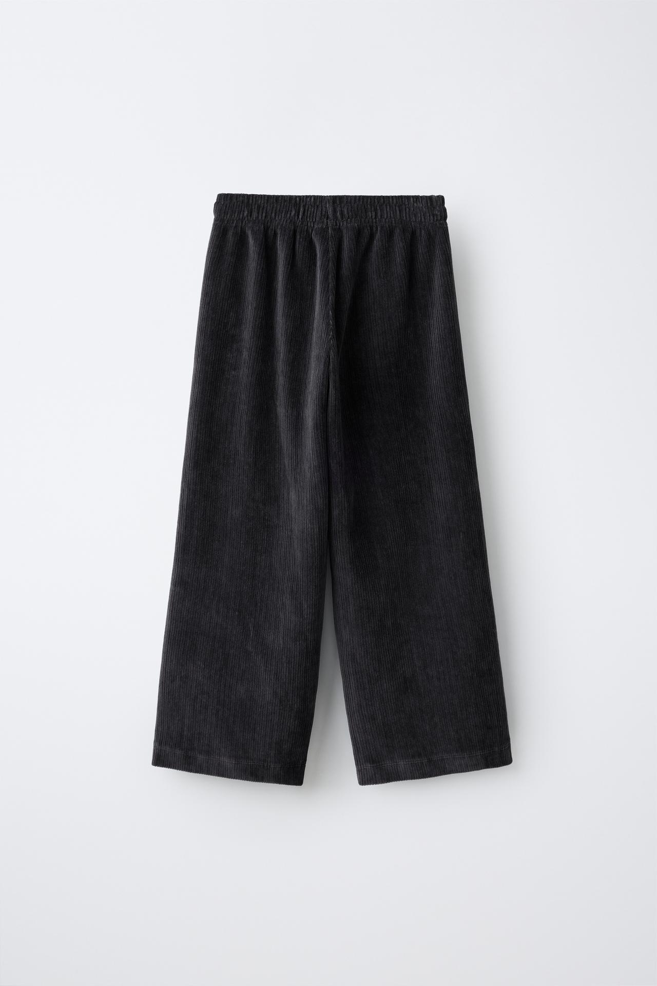 WIDE-LEG CORDUROY PANTS — Anthracite grey