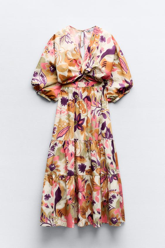 PRINTED POPLIN DRESS - Multicoloured by Zara - Image 2