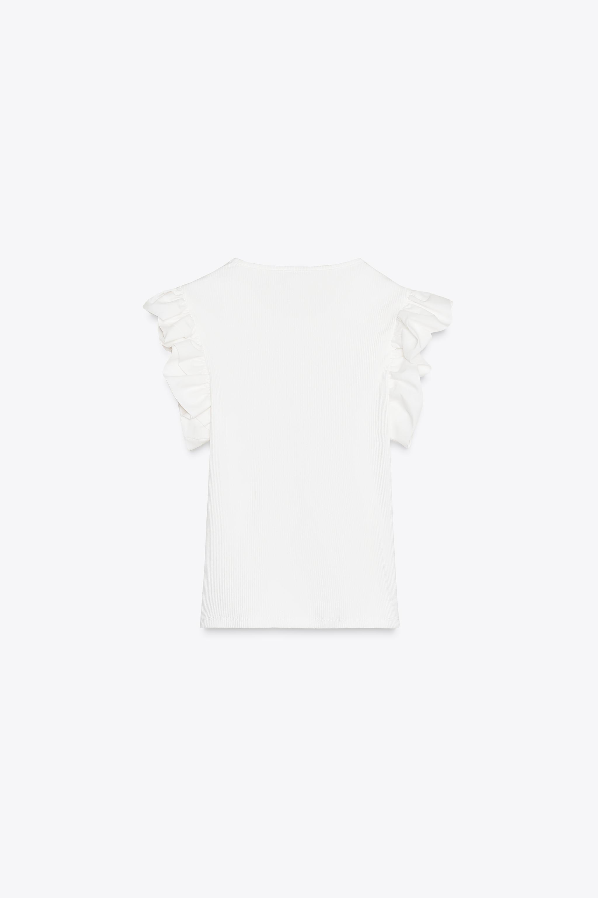 ZARA【NEW】MATCHING RUFFLED T-SHIRT COMBINATION RUFFLED T-SHIRT - Oyster-white | ZARA United States