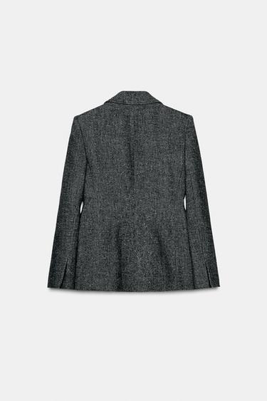 BLAZER PÉPLUM AVEC LAINE ZW COLLECTION - Noir / Blanc de Zara - Image 6