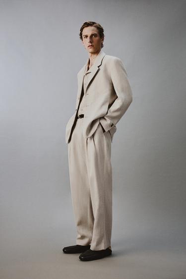 BLAZER RELAXED FIT COSTUME COTON-LIN - Sable de Zara - Image 3