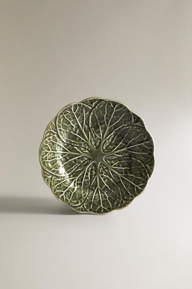 CABBAGE STONEWARE DESSERT PLATE - Green by Zara - Image 0