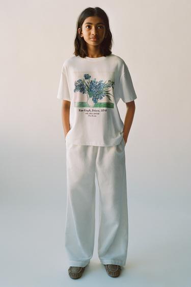 CALÇA WIDE LEG COM LINHO - Branco da Zara