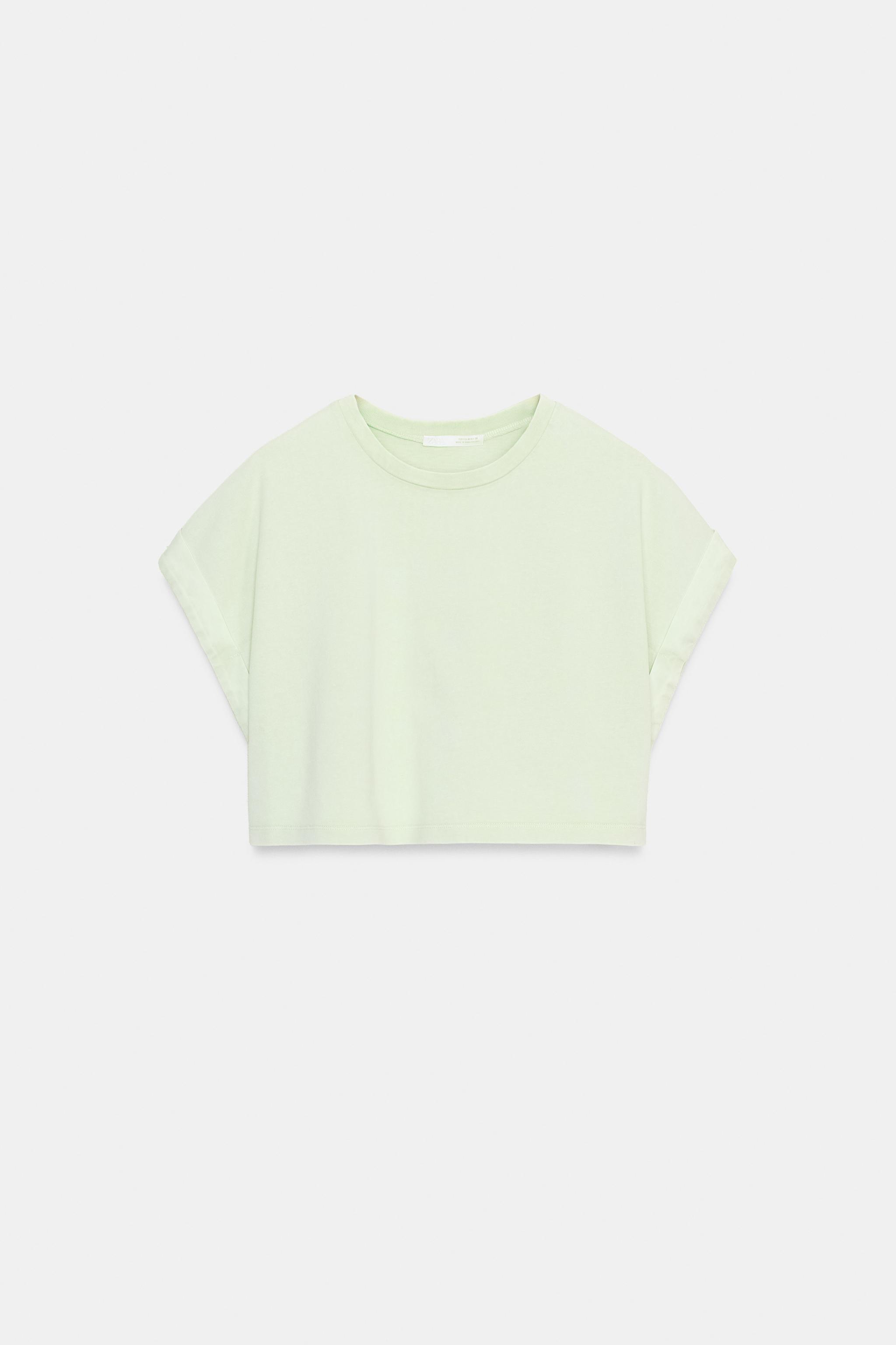 KONTRAST KUMAŞLI CROP T-SHIRT - Görsel 5