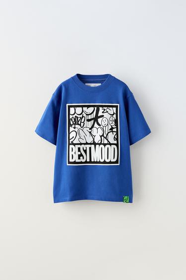 ФУТБОЛКА С НАДПИСЬЮ — ЯРКО-СИНИЙ от Zara — изображение 0