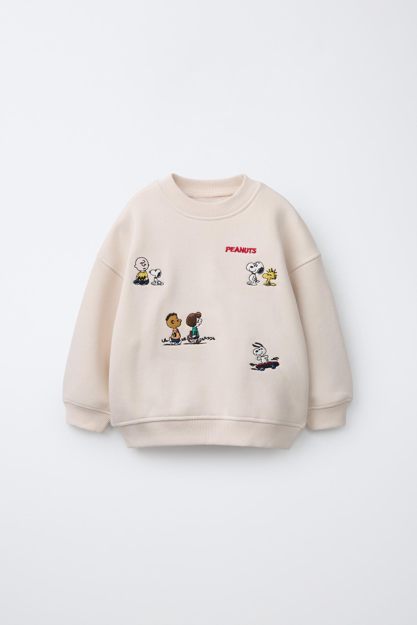 Детская толстовка Zara Snoopy Peanuts™ Embroidered, цвет: Экрю — фото 1