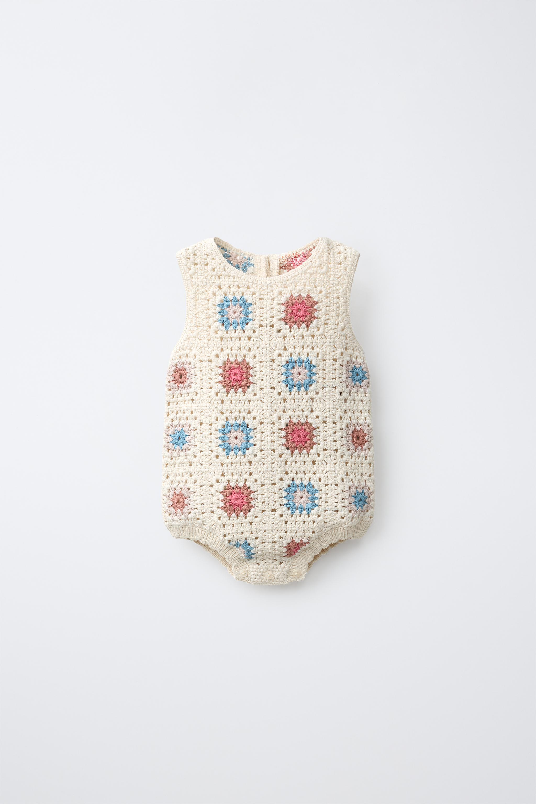 GEOMETRIC KNIT ROMPER — Ecru