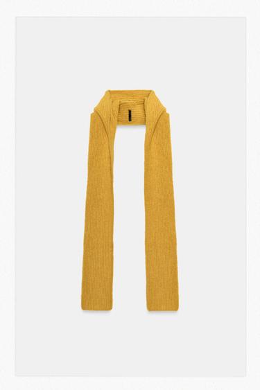 KNIT HOOD SCARF — Ocher 1