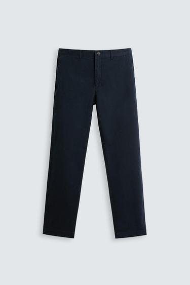 Zara SLIM FIT CHINO PANTS - Navy blue