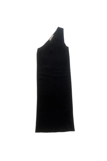ZARA ONE SHOULDER BLACK RIBBED TOP FROM THE KNITWEAR COLLECTION