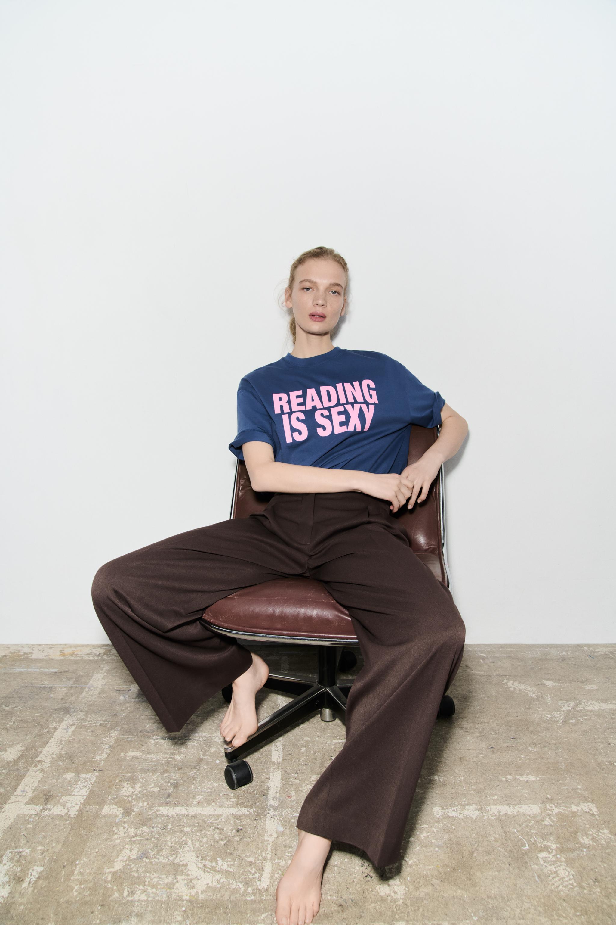 【ZARA】オーバーサイズＴシャツ テキスト 5644/154/412 スペイン発送 ZARA オーバーサイズ Tシャツのテキスト 今季新作