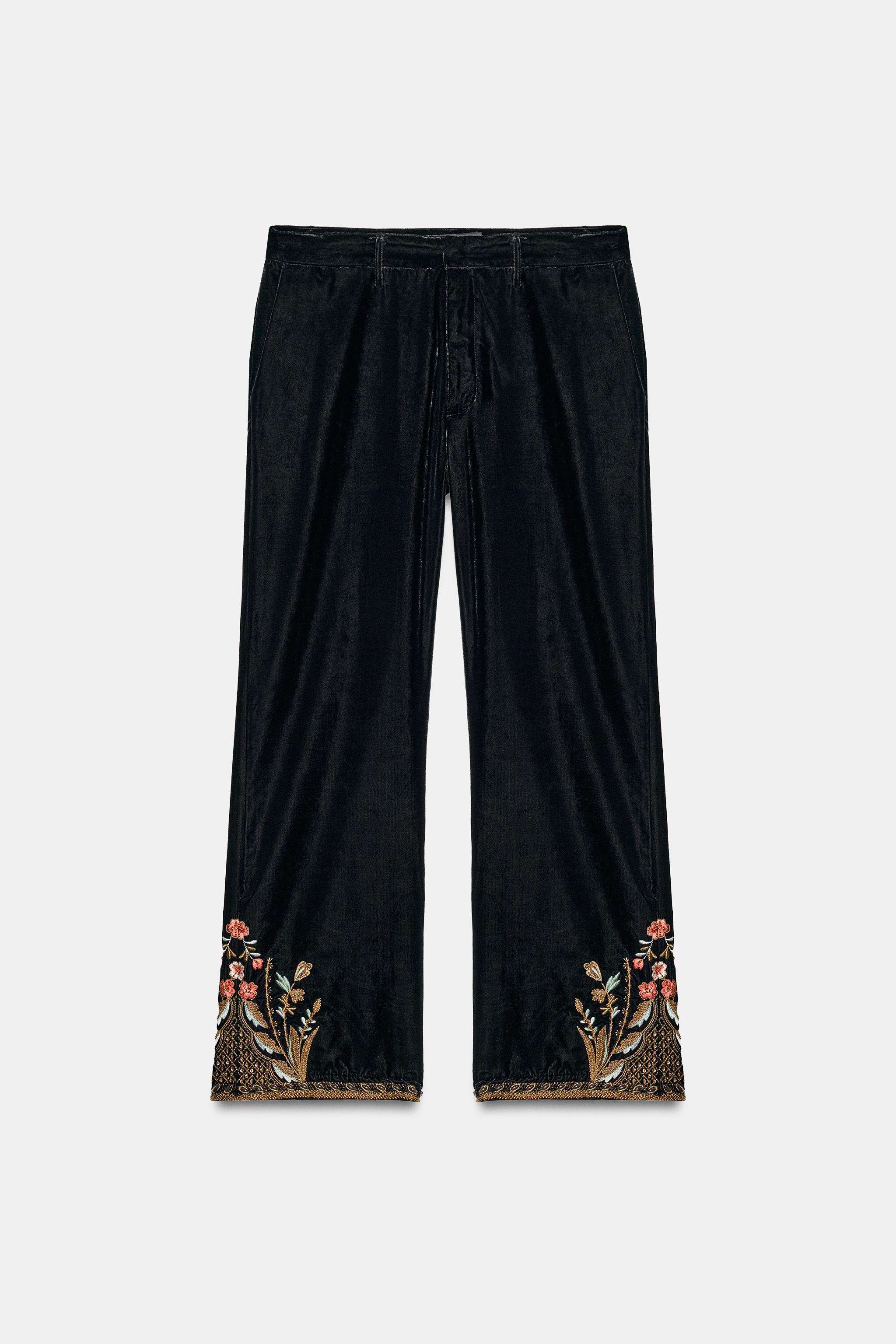 ZW COLLECTION EMBROIDERED VELVET PANTS