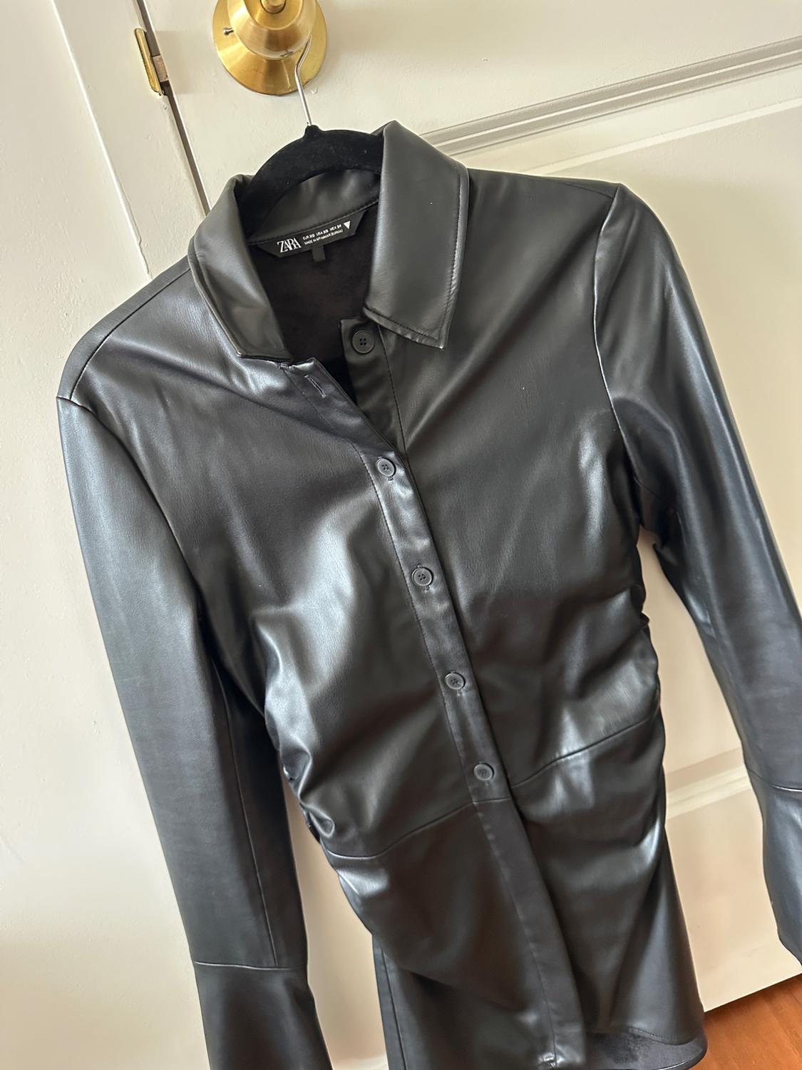 FITTED FAUX LEATHER OVERSHIRT - Image 5