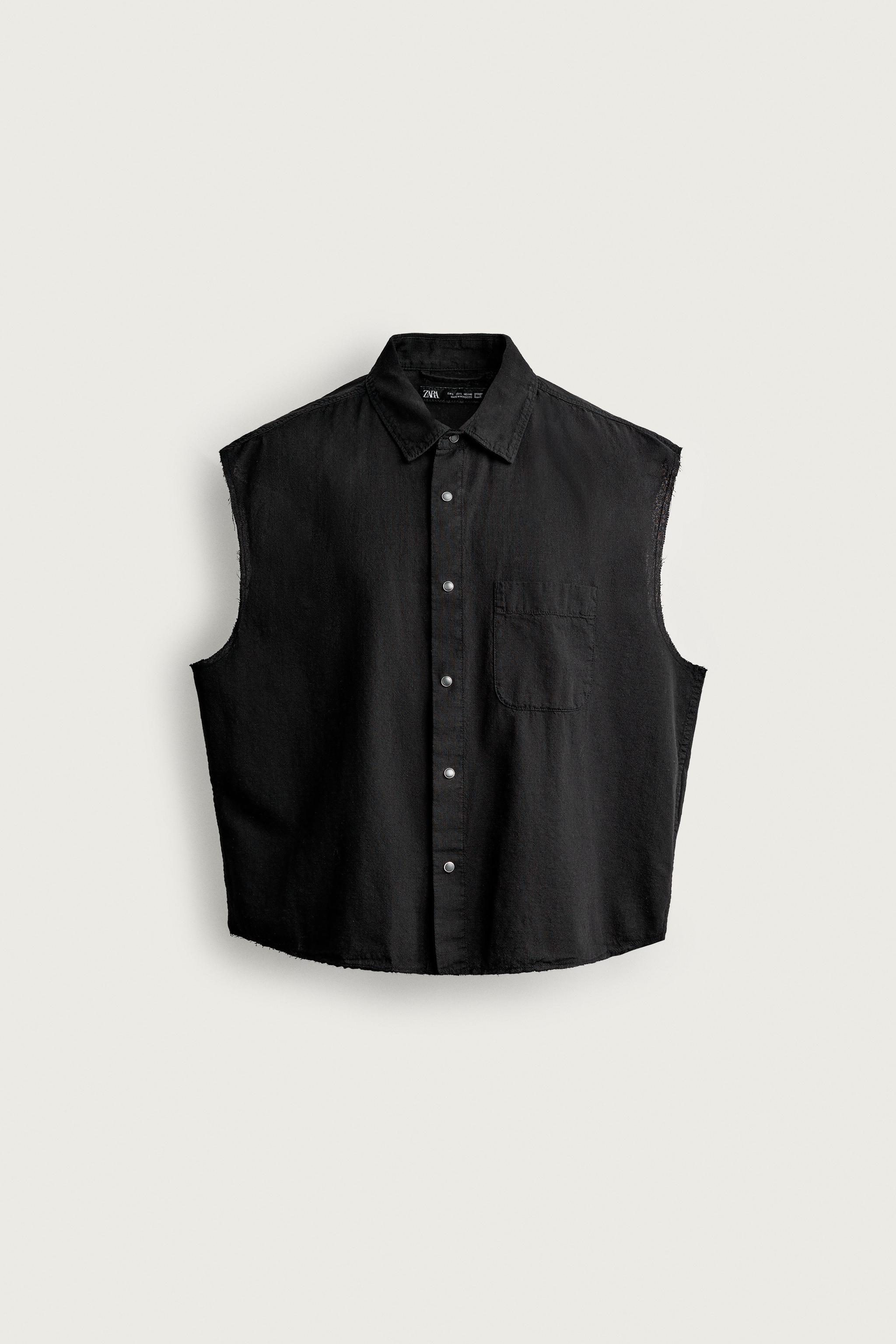 PLAID CROPPED TANK SHIRT — Black