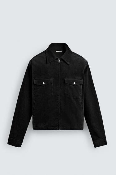 BOXY FIT CORDUROY OVERSHIRT - Black by Zara