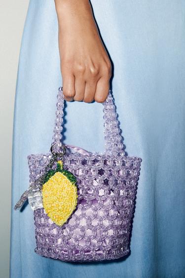 Zara BEADED FRUIT CHARM - Yellow