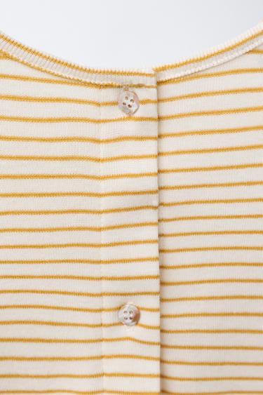WOVEN STRIPE T-SHIRT - Ochre by Zara - Image 2
