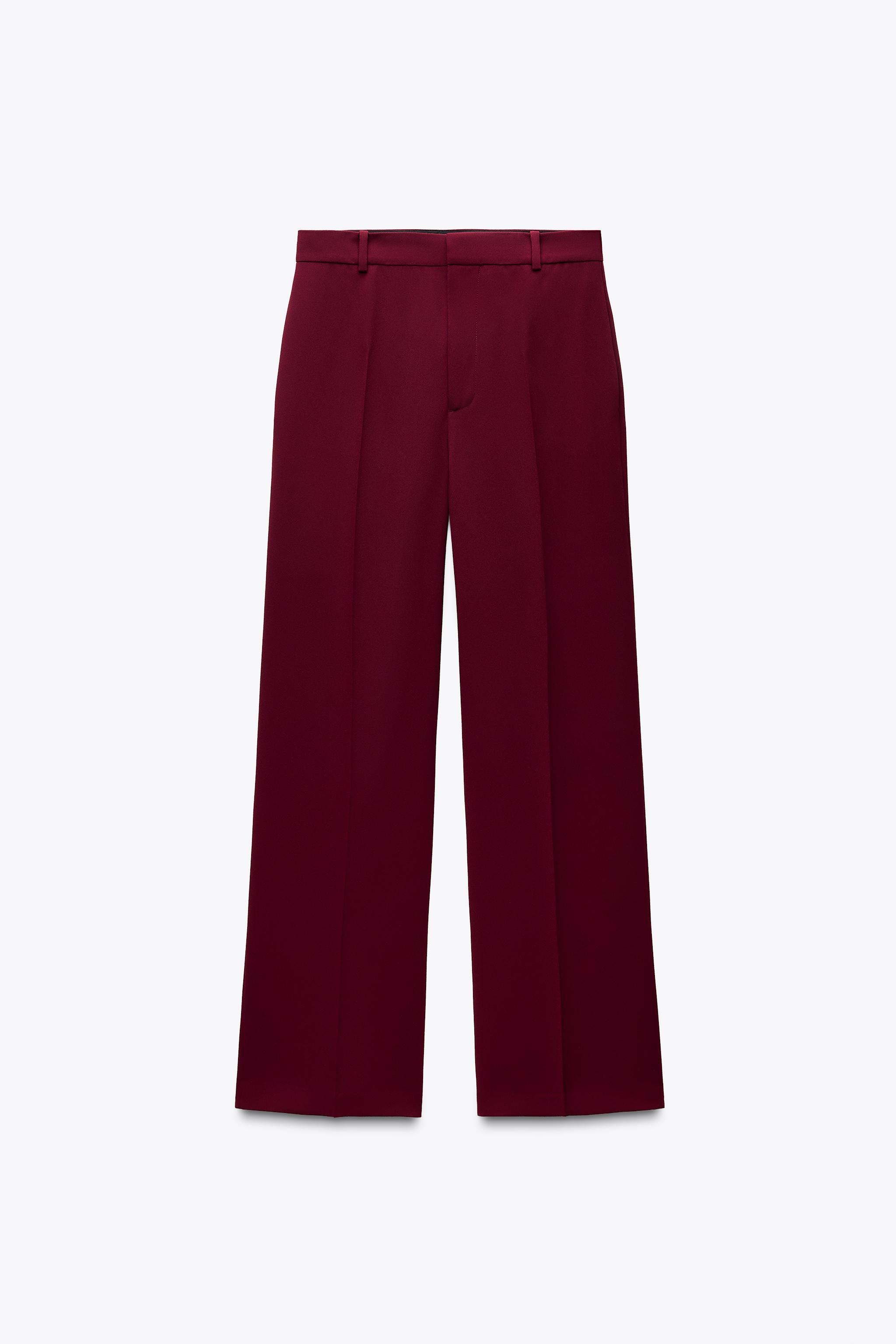 PANTS WITH A HIGH WAIST ZW COLLECTION - Maroon | ZARA United