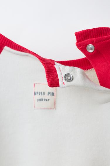 SWEAT MANCHES RAGLAN POMME - Écru / Rouge de Zara - Image 3