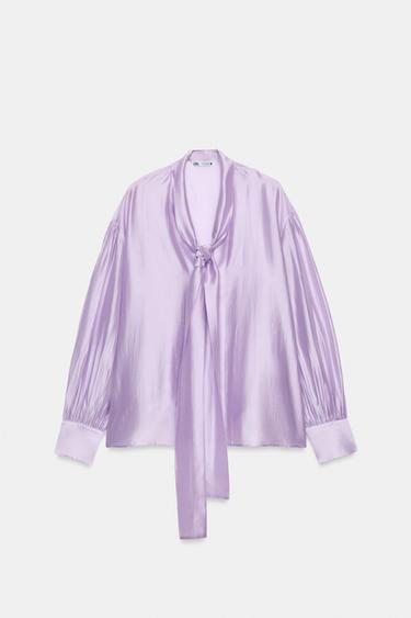 HEMD IN SATINOPTIK MIT BÄNDERN ZW COLLECTION - Violett von Zara