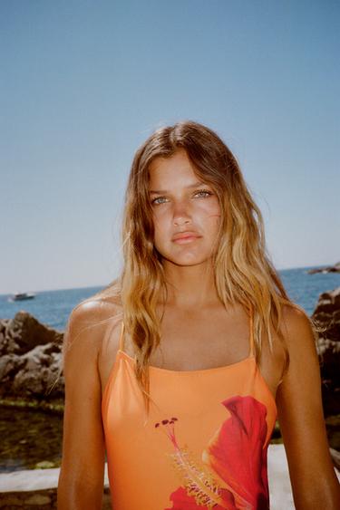 MAILLOT DE BAIN À IMPRIMÉ FLEURS - Orange de Zara - Image 1