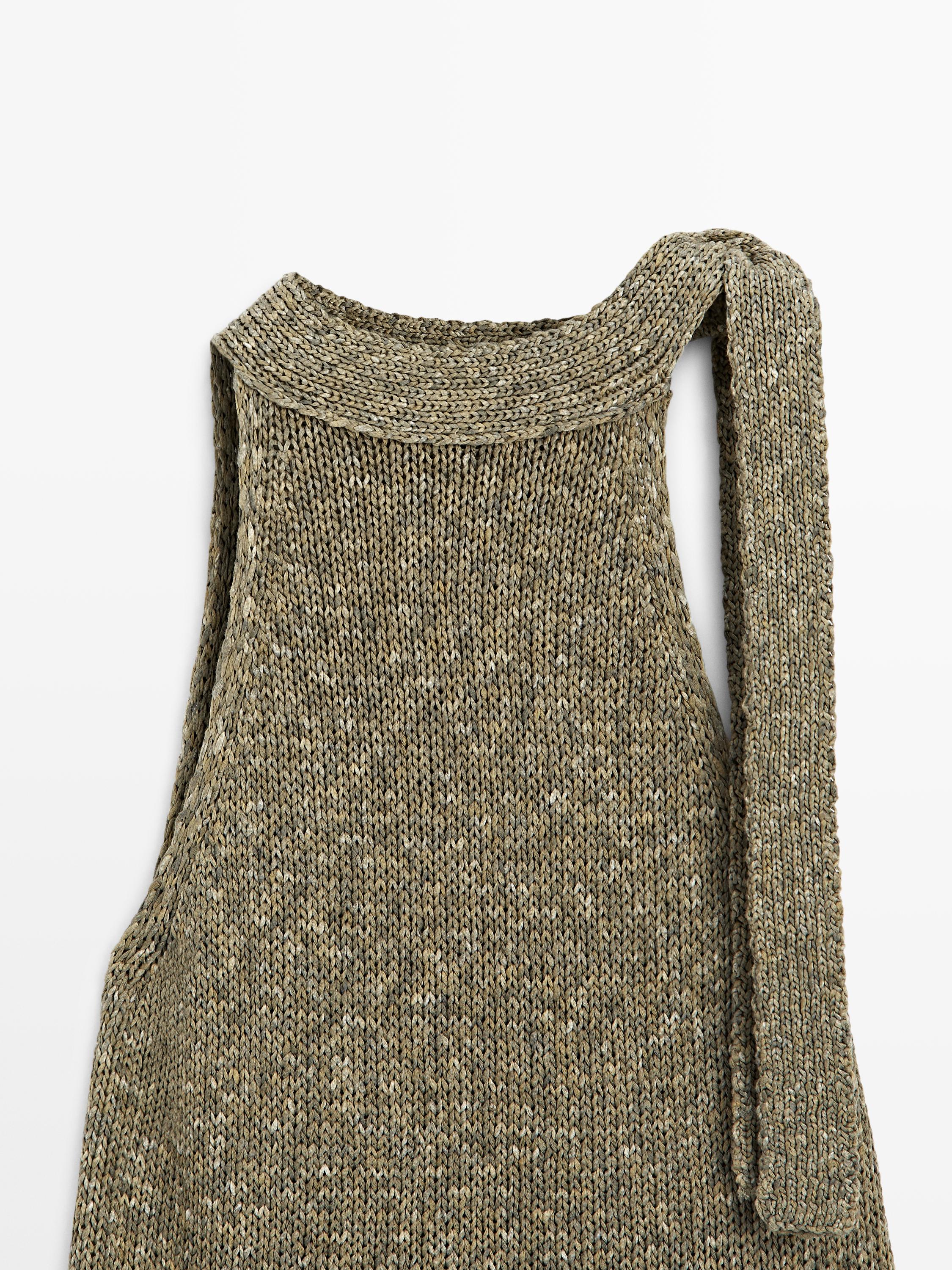 Top à encolure américaine avec nœud 100 % coton