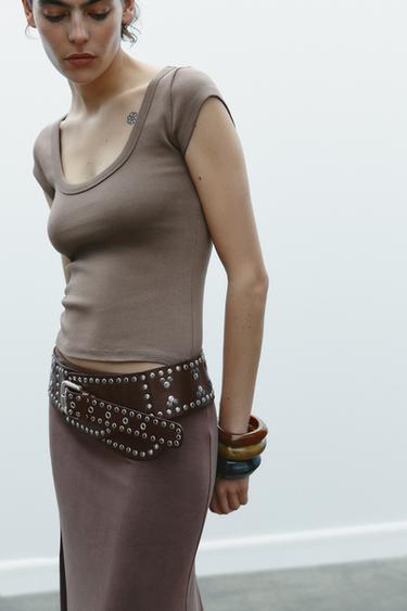 ROUND NECK T-SHIRT - Brown / Taupe by Zara - Image 0
