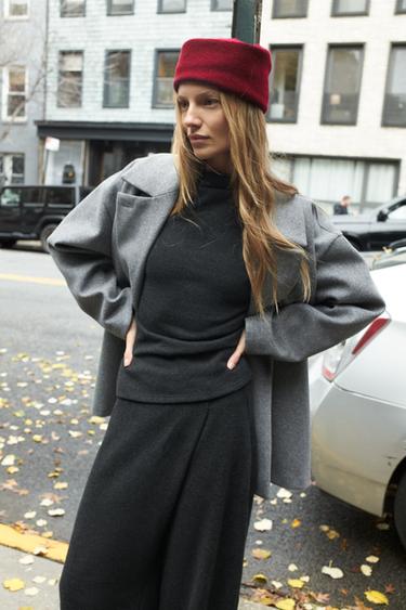 MANTEAU DOUX À BOUTONNAGE CROISÉ - Gris anthracite de Zara