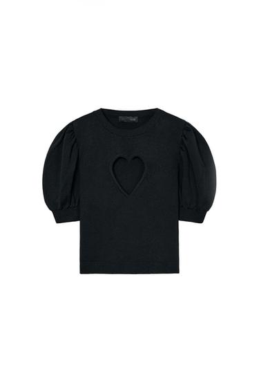 KNIT JUMPER WITH HEART CUT-OUT - Navy blue by Zara