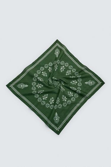 Zara GRAPHIC GEOMETRIC PRINT BANDANA - Green