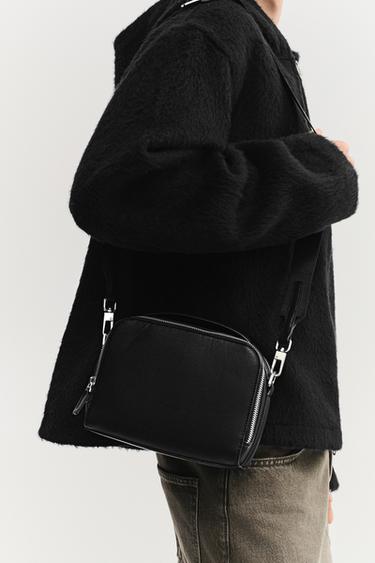 Zara 紋理單肩包 - 黑色