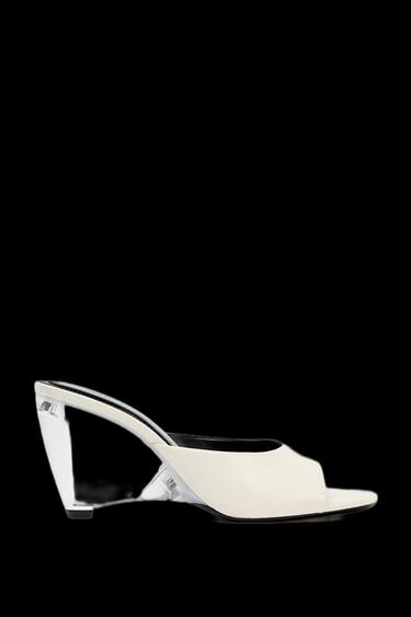 Zara TRANSPARENT WEDGE LEATHER MULES - Off White - Image 0